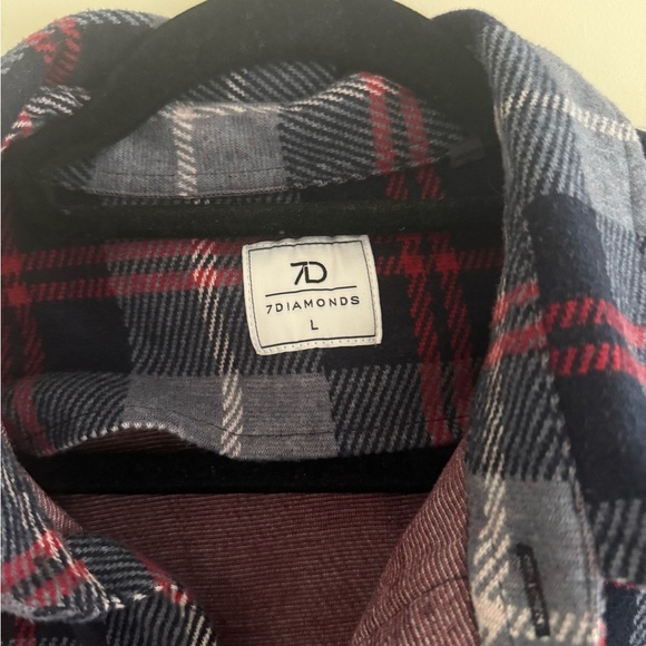 Men’s Size L 7 Diamonds Button Down Flannel Shirt - Picture 3 of 6